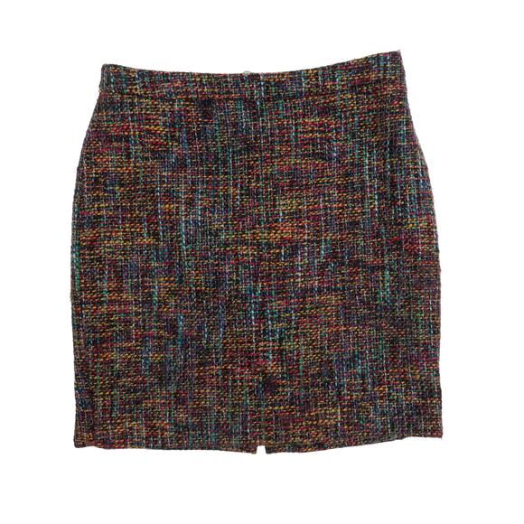 Ann Taylor LOFT Black Multicolor Rainbow Tweed Mini Skirt Size 4 Petite - Picture 2 of 9